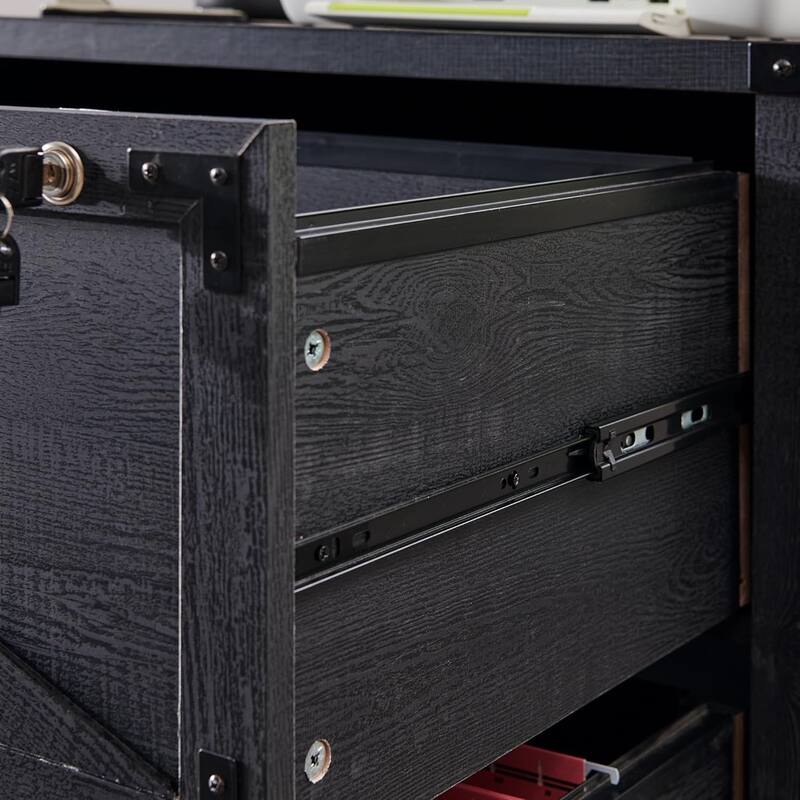 Farmhouse 2 Drawer File Cabinet, Lateral Filing Cabinet with Lock