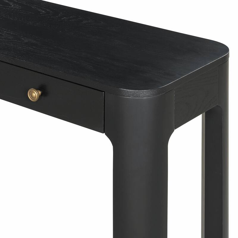 Rustic Console Table with Curved Corners for Safety - Entryway Table with 3 Concealed Drawers