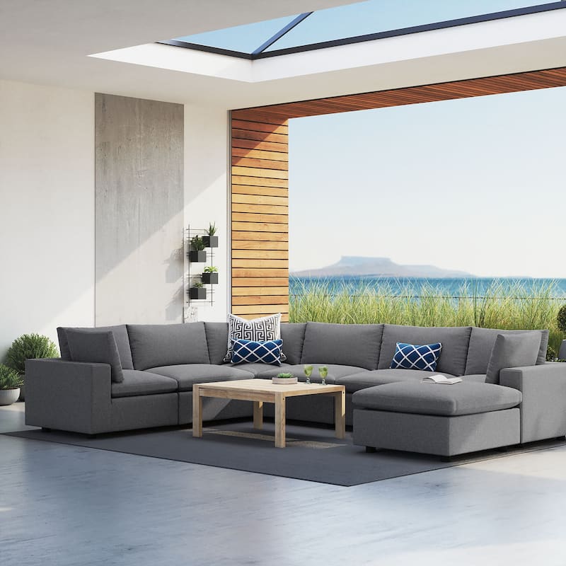 Commix 7-Piece Sunbrella® Outdoor Patio Sectional Sofa - Grey