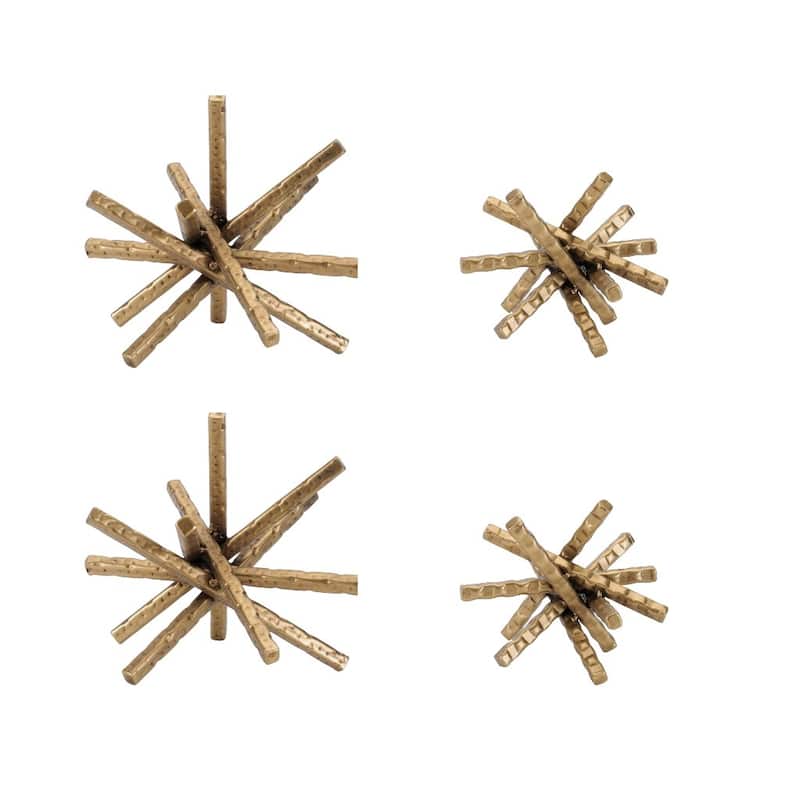 HomeRoots Set of Four Gold Iron Modern Abstract Tabletop Sculptures - 7.50 in. x 6.50 in. x 8.00 in.