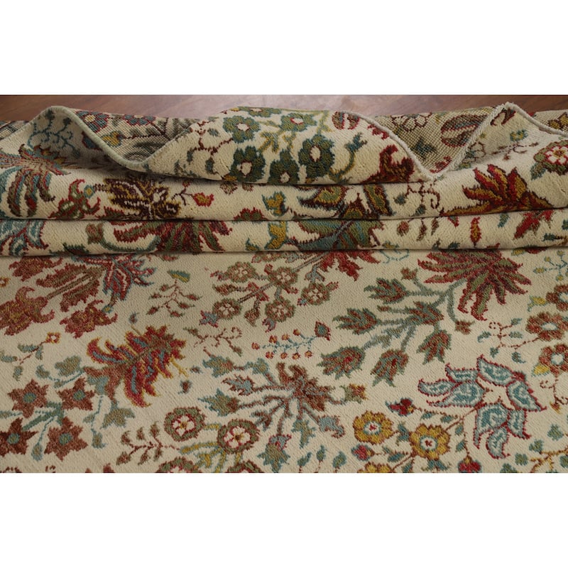 Hand Knotted Oriental 100% Wool Carpet Traditional All-Over Beige & Ivories Ziegler Area Rug - 9' 10'' X 6' 6''
