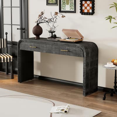 Unique Retro Silhouette Console Table(Antique Black)