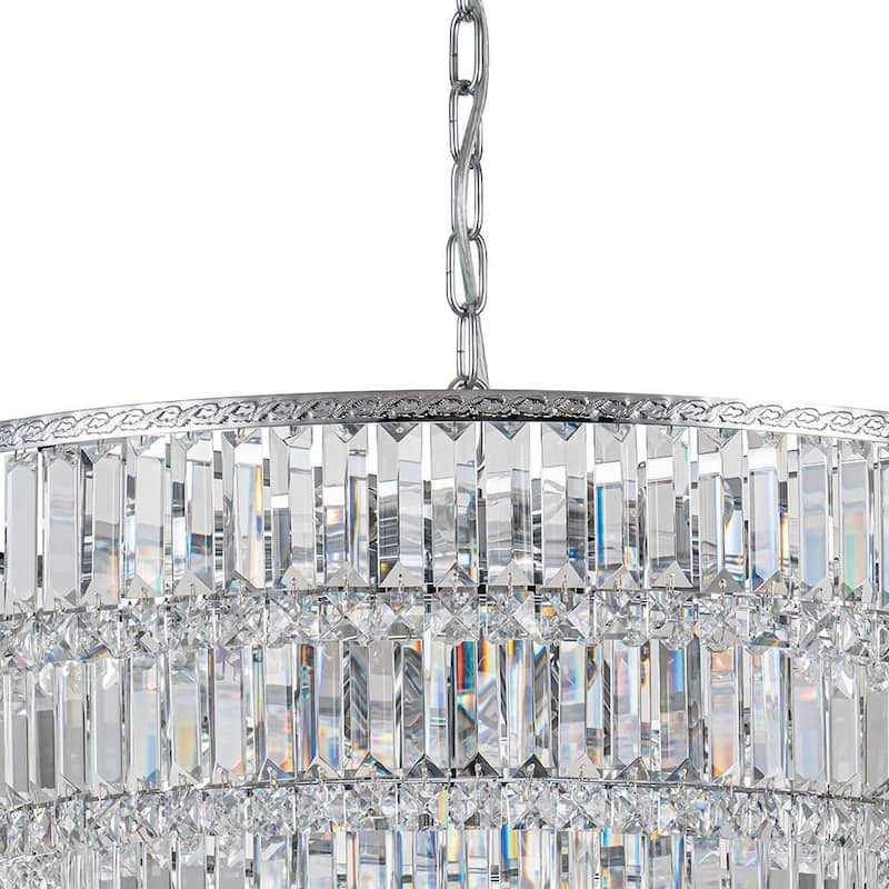 Luxury Fringe Style Tiered Crystal Chandelier - Polished Chrome