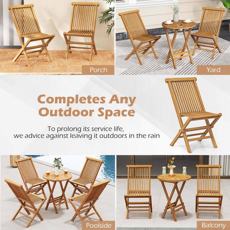 Costway Patio Chairs Set of 2/4 with Slatted Seat & Backrest No - 2 PCS
