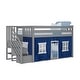 preview thumbnail 35 of 61, Max and Lily Twin over Twin Low Bunk Bed with Staircase and Curtains