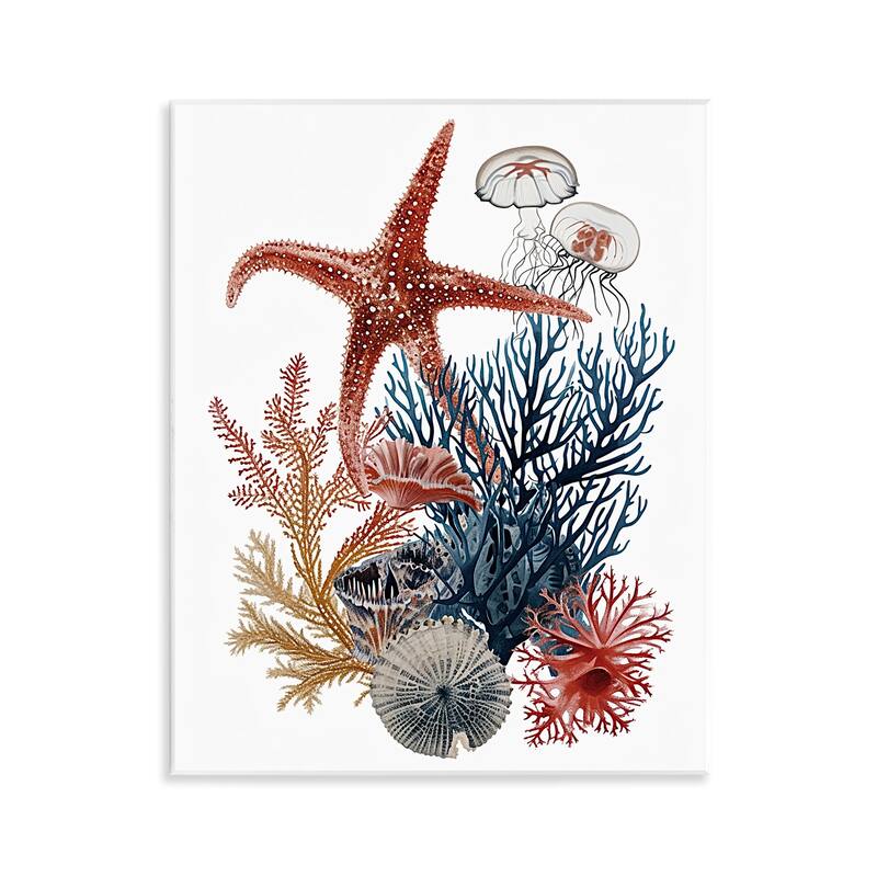 Stupell Natural Aquatic Sea Creatures Wall Plaque Art Design By Ramona Murdock - 11 x 14