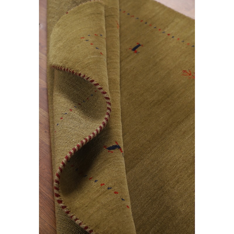 Hand Knotted Oriental 100% Wool Carpet Tribal Animal Pictorial Green Gabbeh Area Rug - 5' 11'' X 3' 11''