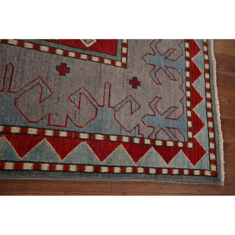 Gray Kazak Oriental Area Rug Handmade Wool Carpet - 6'6" x 10'2"