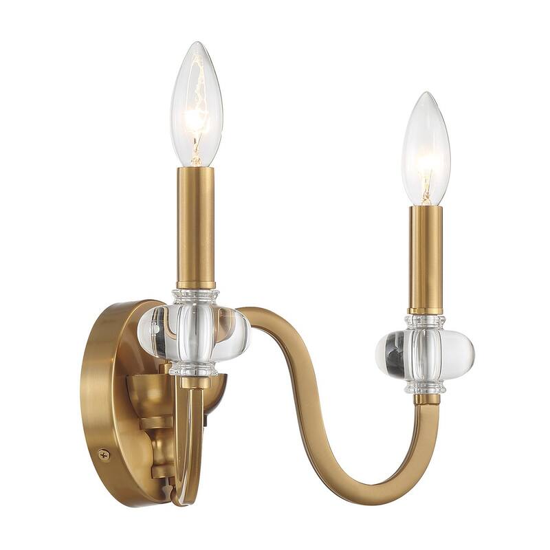 Warm Brass Two Light Wall Sconce from the Bergdorf Collection