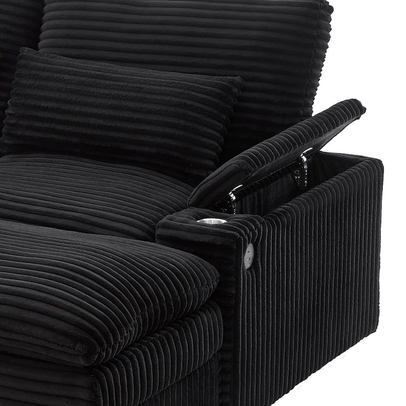 70.9" Loveseat Sectional Convertible Sofa with Ottomans and Storage Space, USB Ports