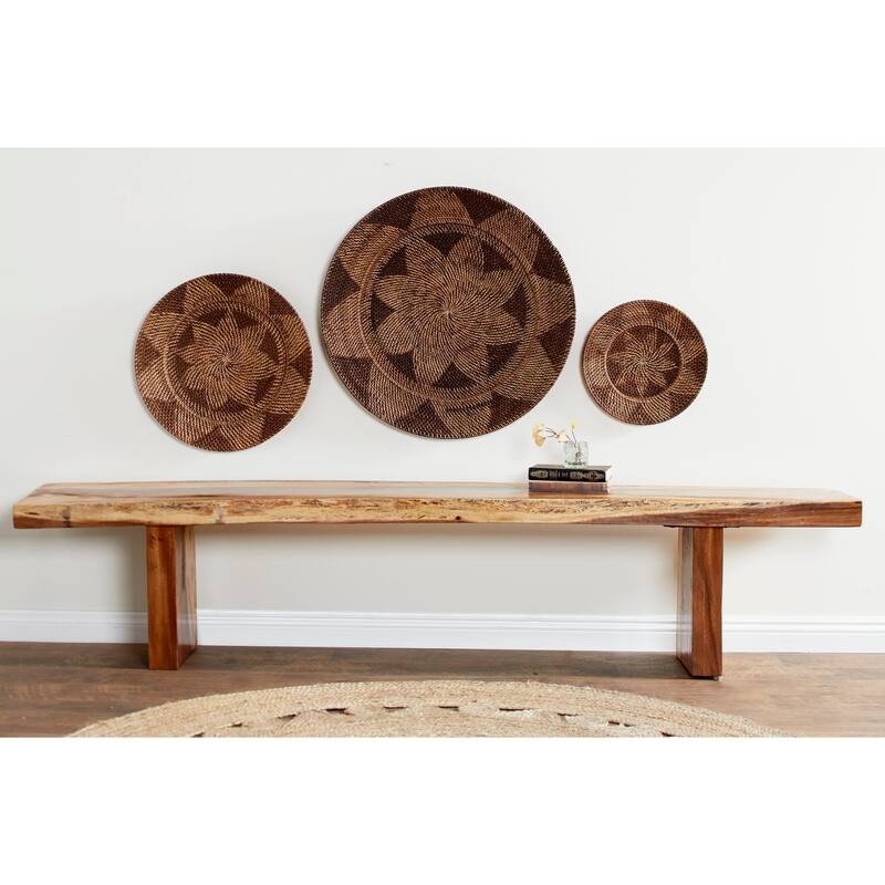 Light Brown Palm Tree Traditional Wall Decor Abstract (Set of 3) - Brown - 28", 20", 14"W