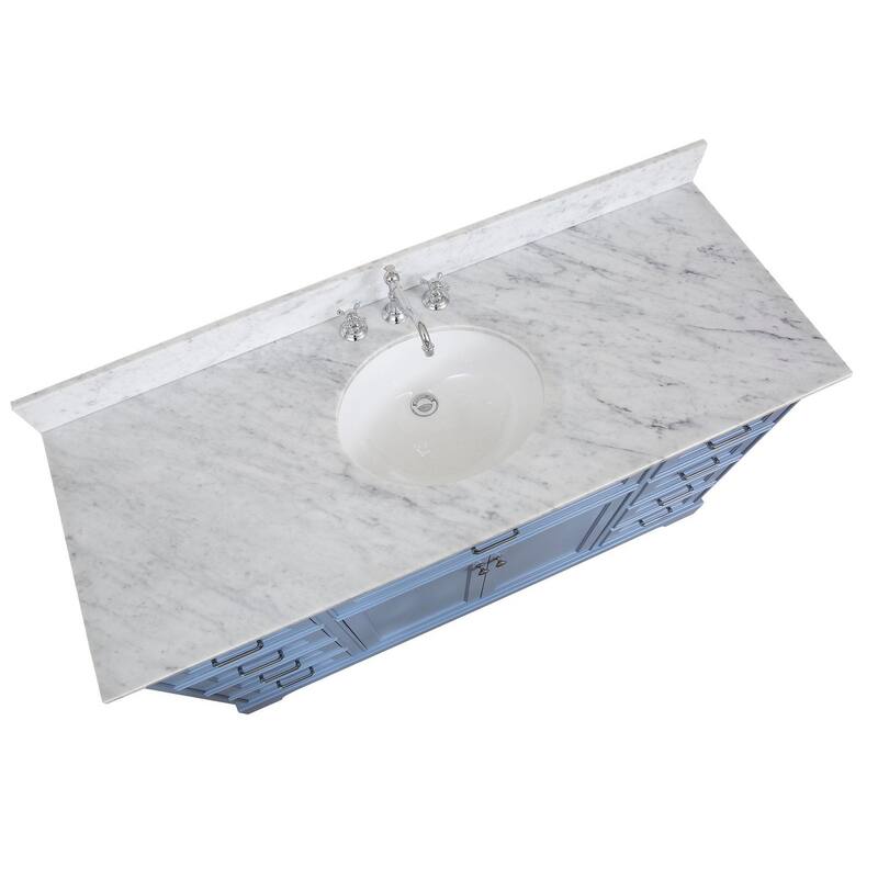 KitchenBathCollection Aria 60" Single Bathroom Vanity with Carrara Marble Top