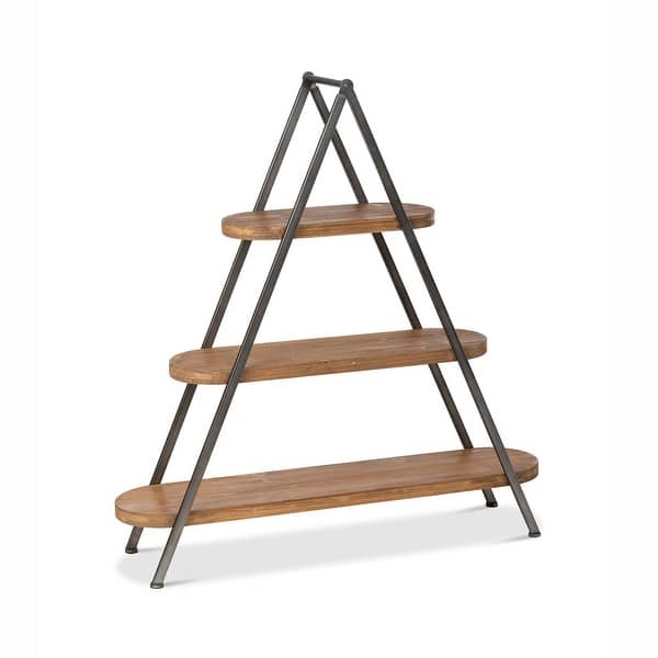 slide 2 of 4, 3-Tiered Wooden Display Shelf - 48"L x 12"W x 51"H