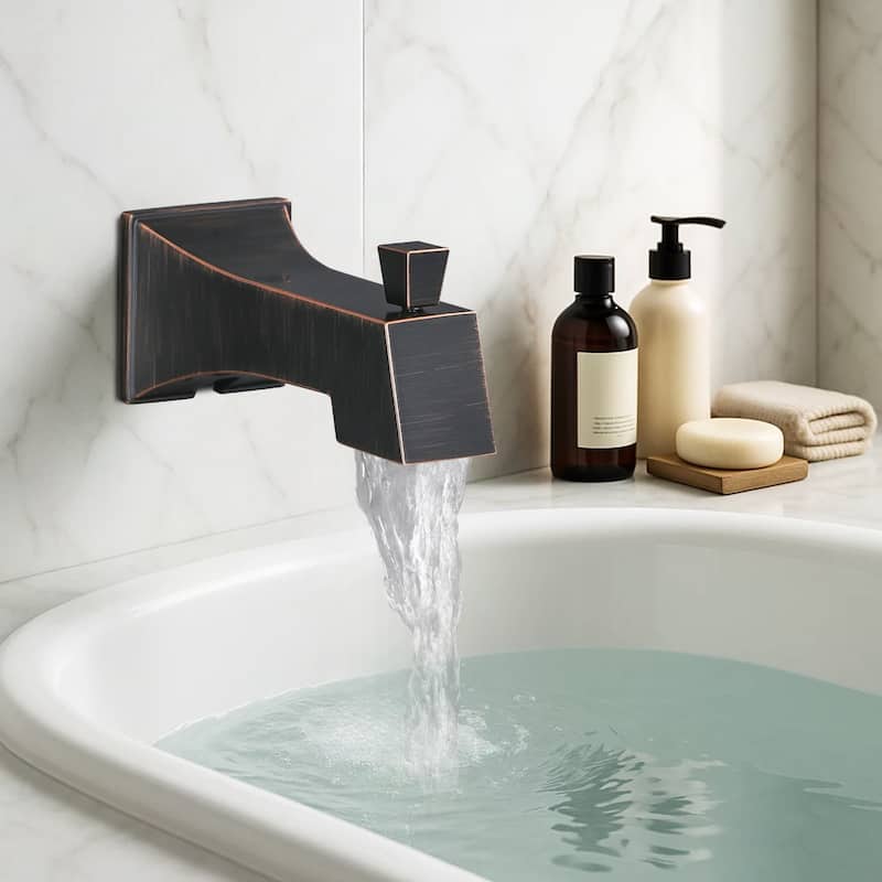 WOWOW Integrated Diverter Square Bathtub Spout in Modern