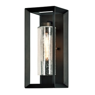 1-Light Dark Bronze Finish Outdoor Wall Light with Clear Seeded Glass - Dark Bronze