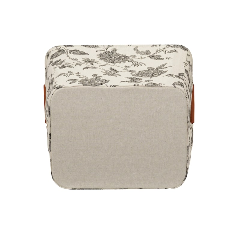 Household Essentials Storage Bin with Wood Handles, Floral