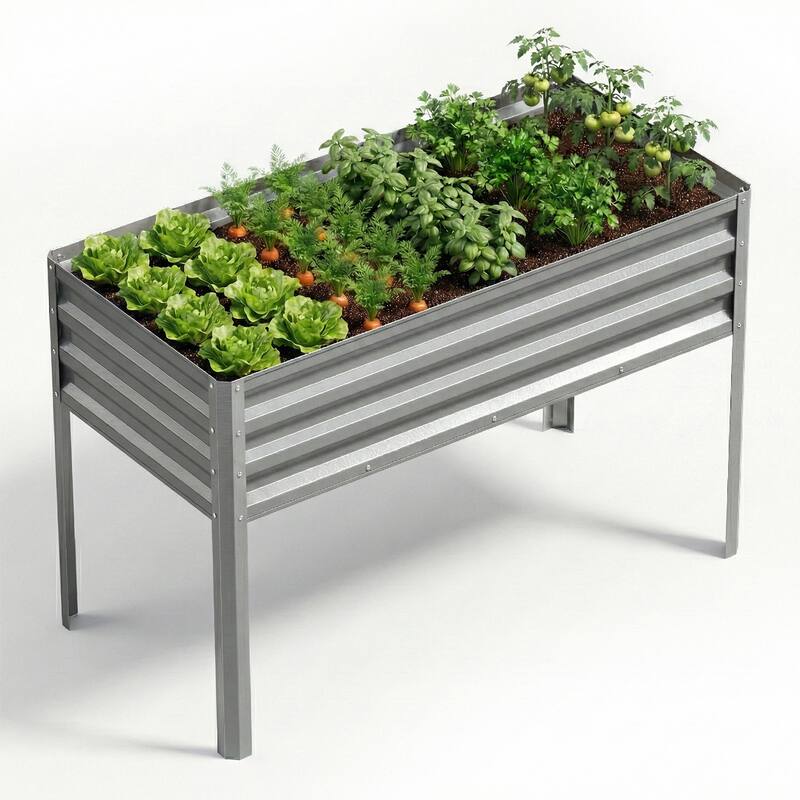 Pocassy Outdoor Metal Raised Garden Bed Planter Box for Vegetables.