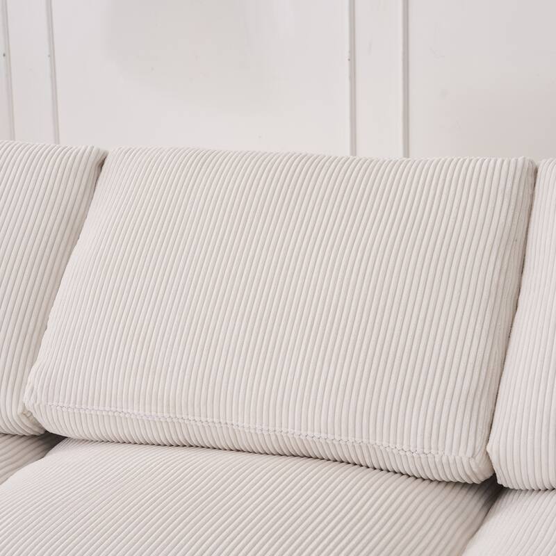 3 Seater Corduroy Sectional Sofa Modular Deep Seat Lounge Couch