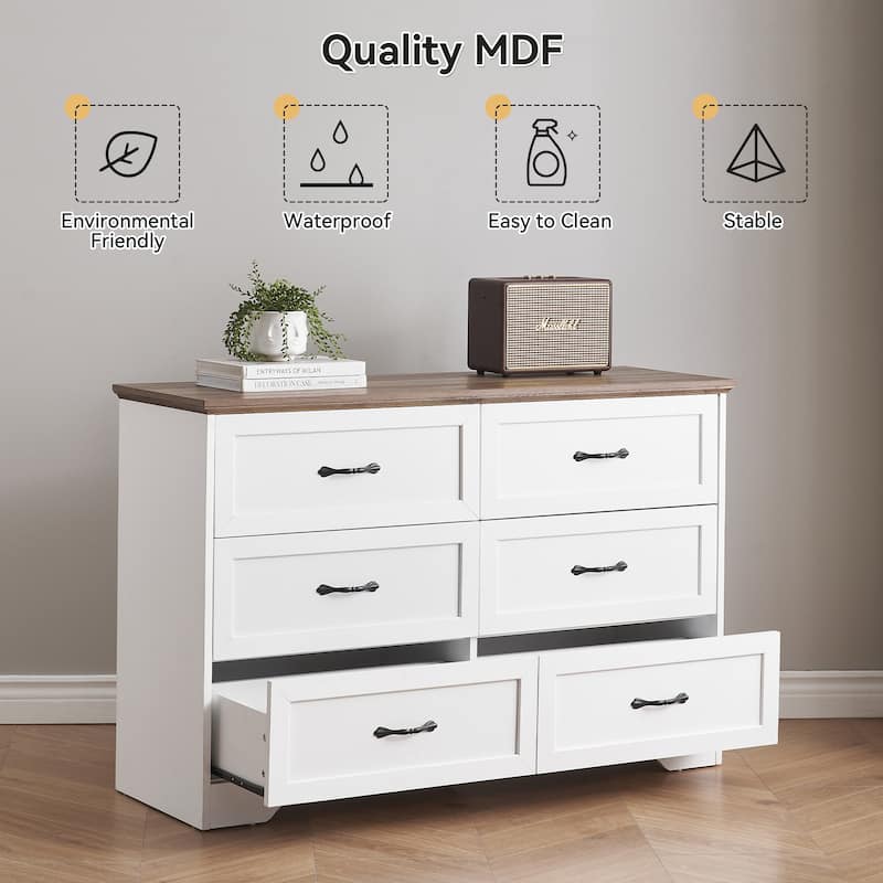 Double Dresser for Bedroom Wood Chest of Drawers