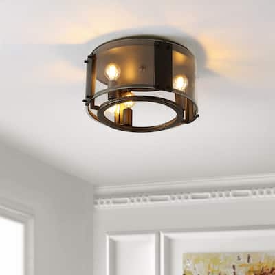 SAFAVIEH Lighting Olen Flush Mount - 14" W x 14" D x 7" H
