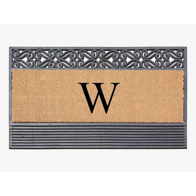 A1HC First Impression Rubber and Coir Rosewood 24" X 36", Heavy Duty Outdoor Monogrammed Doormat - Monogrammed W