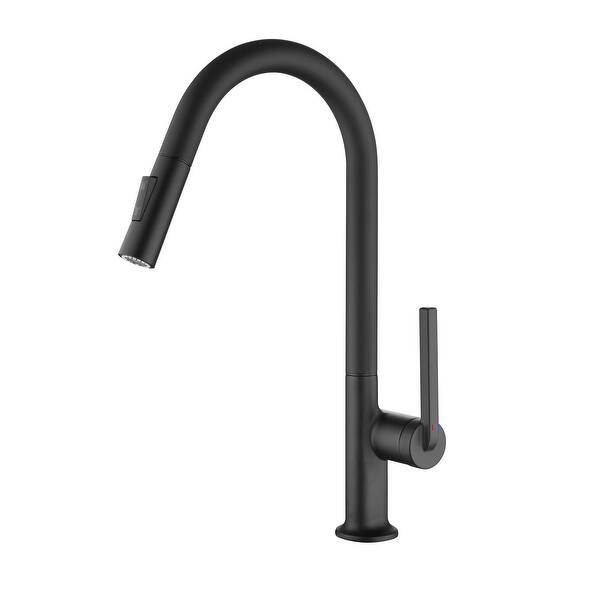 Matte Black Kitchen Faucet With Pull-Down Sprayer – Single Handle, Stainless Steel Spring Design, Dual Mode Spray/Stream, Fits 1 Or 3 Holes With Deck Plate
