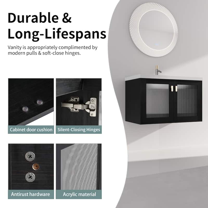 GDFStudio - Eliana Modern Freestanding Bathroom Vanity with Soft-Close Doors and Ceramic Sink