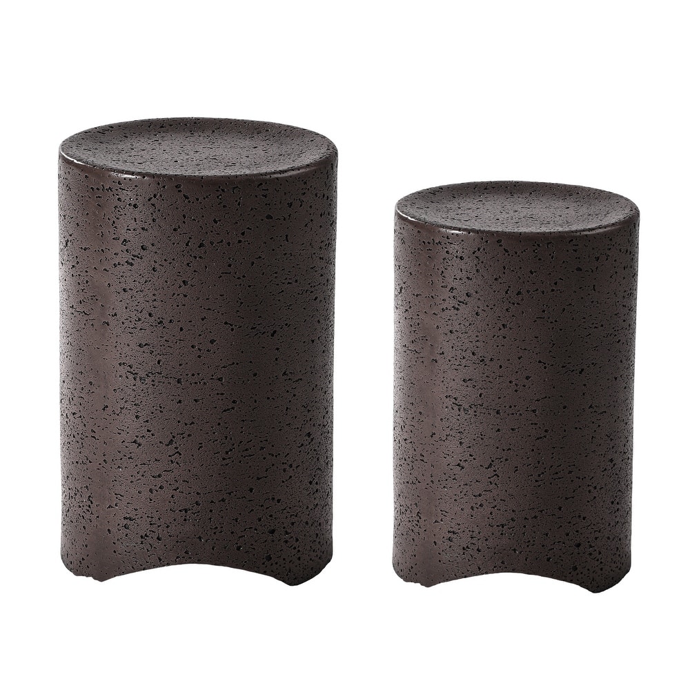 COSIEST Outdoor Concrete Side Tables (Set of 2)