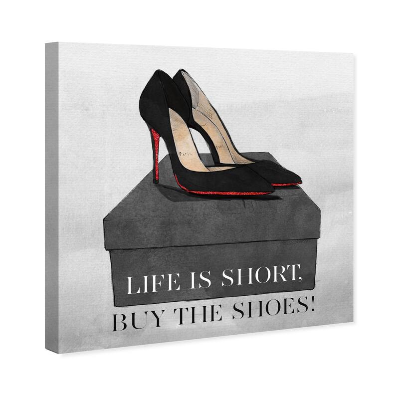 Wynwood Studio Canvas Fashion and Glam Life Is Short Black Shoes Black and Glam Wall Art Canvas Print