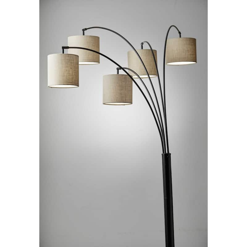 82" Tree Floor Lamp with 5 Lights Beige Drum Shades and Bronze Base for Living Room Lighting Decor - 82”H x 44”W x 42”D