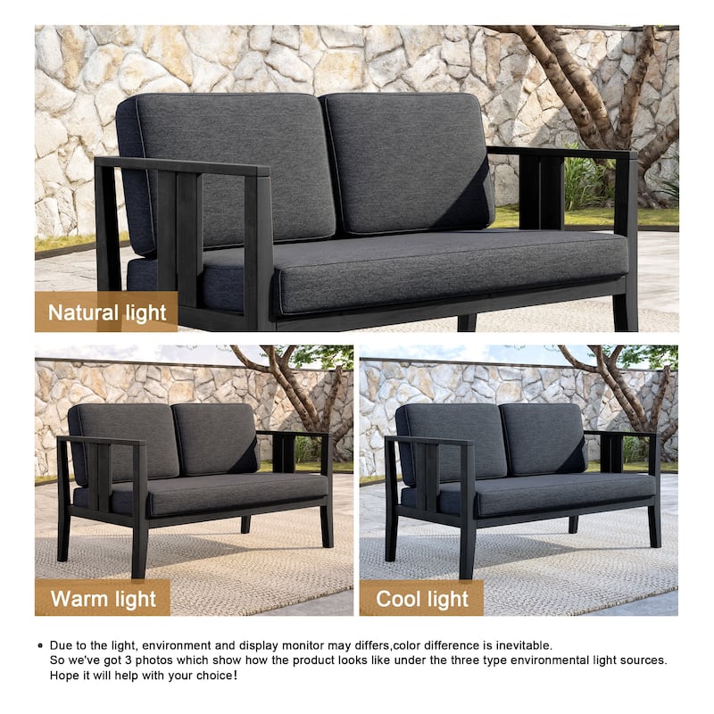 Outdoor Patio Wood Loveseat with Cushion