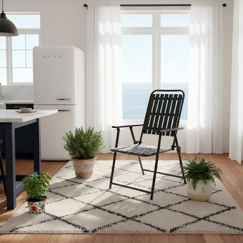 2-Piece Folding Chair, No Assembly Required, 350lb Capacity, Rust-Resistant & Stain-Proof for Balcony/Garde