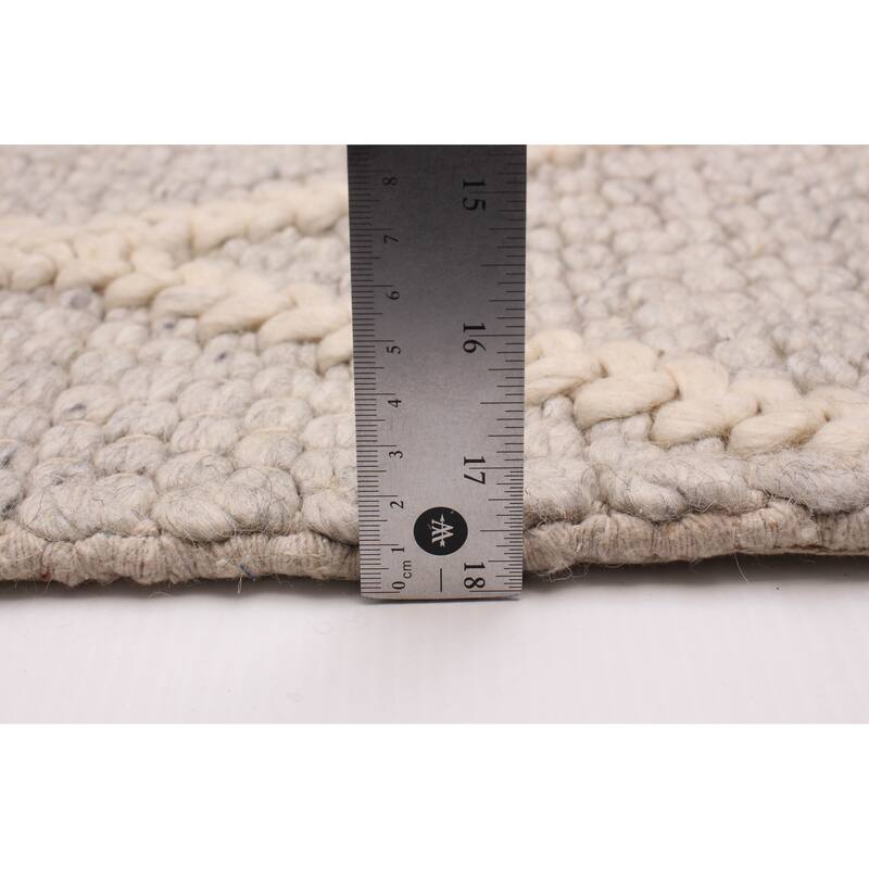 ECARPETGALLERY Braid weave Sienna Grey Wool Rug - 10'1 x 13'10