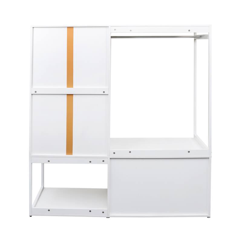 GDF Studio - Arialo Modern Wardrobe Closet with Hanging Rod and Storage Shelves