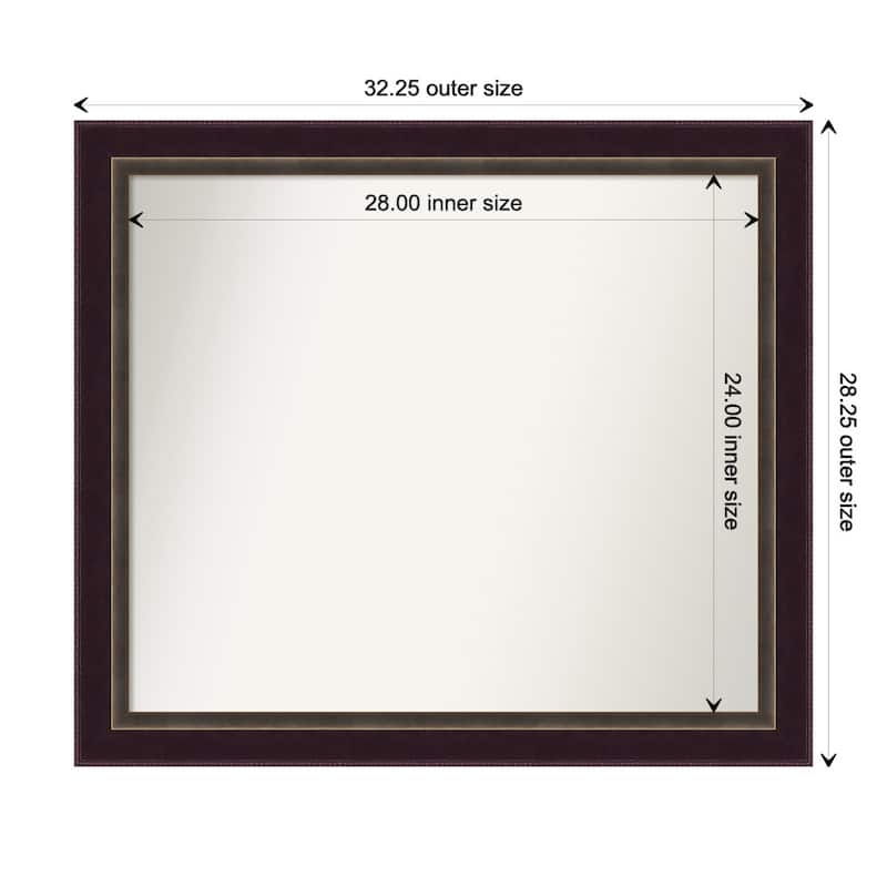 Signore Bronze Framed Non-Beveled Custom Wall Mirror, Bathroom Vanity Mirror - Outer Size: 32.25 x 28.25