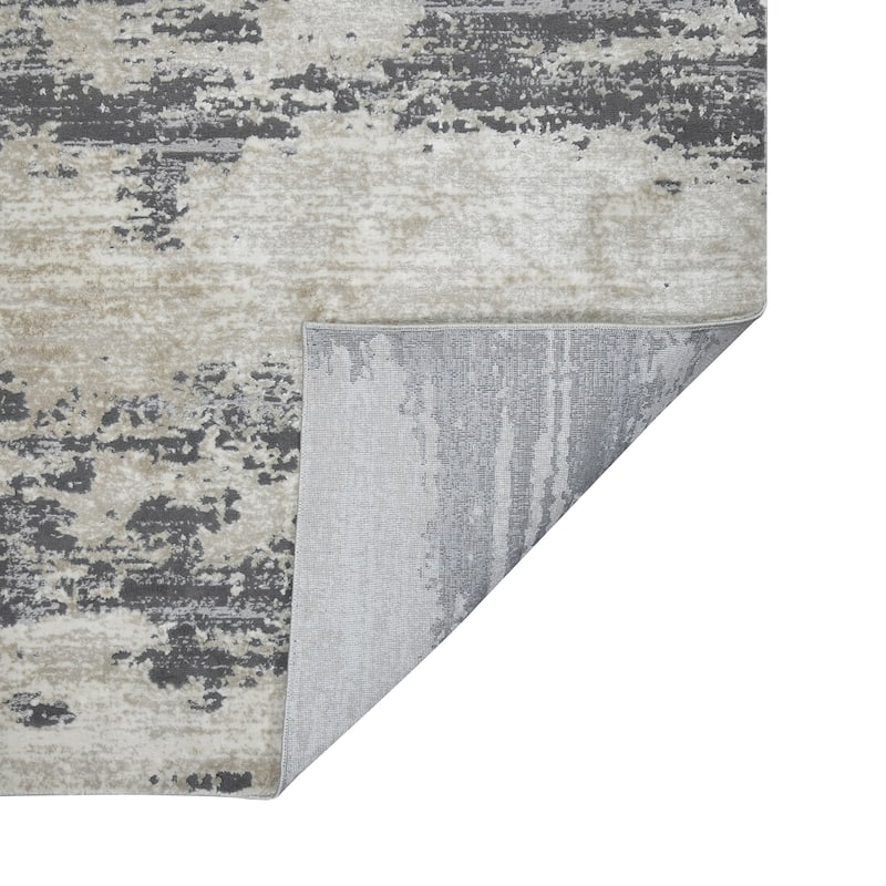 Sylvia Erica Gray/Blue Polyester Blend Performance Area Rug