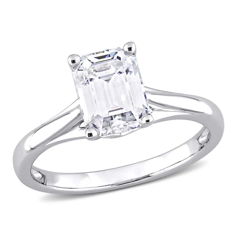 Miadora 2ct DEW Octagon-cut Moissanite Solitaire Engagement Ring in 14k White Gold
