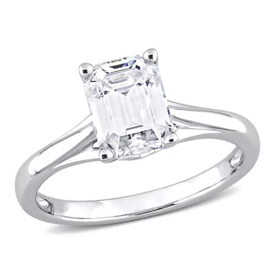 Miadora 2ct DEW Octagon-cut Moissanite Solitaire Engagement Ring in 14k White Gold
