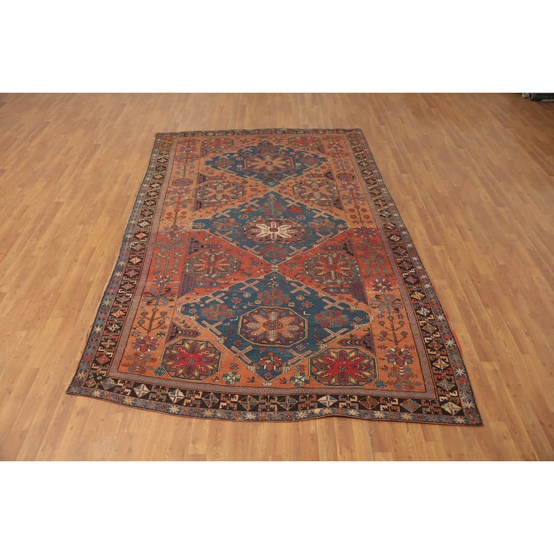 Hand Knotted Oriental 100% Wool Carpet Traditional Tribal Oranges & Rust Sumak Area Rug - 10' 6'' X 6' 8''