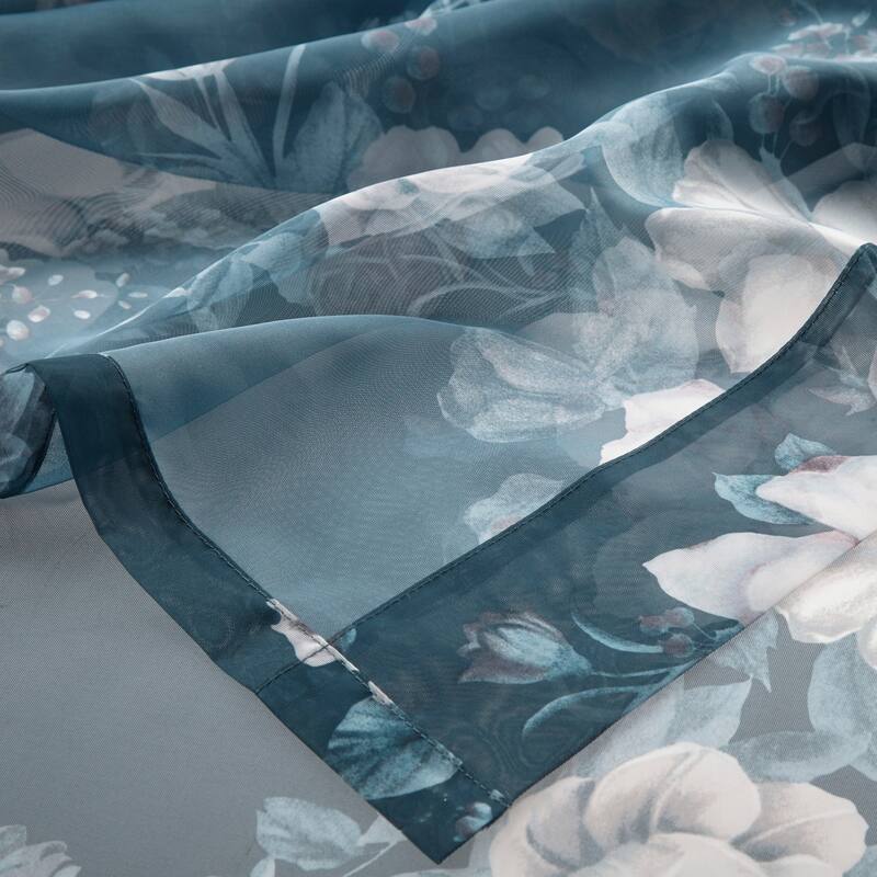 Madison Park Abelia Printed Floral Rod Pocket and Back Tab Voile Sheer Curtain