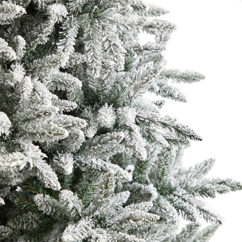 8' Flocked West Virginia Spruce Artificial Christmas Tree with 1856 Bendable Branches