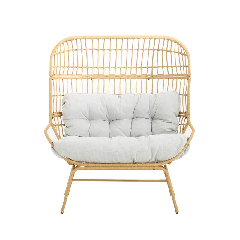 Palos Outdoor Wicker Loveseat - Light Brown (Excluding the table)