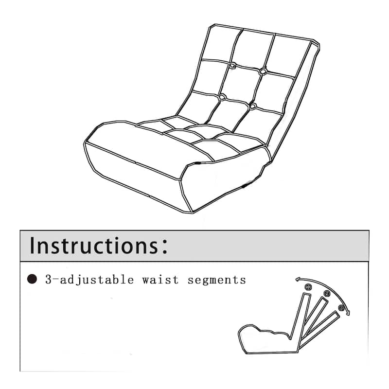 Gray Modern 23.6" High Back Upholstered Adjustable Foldable Buttons Tufted Lounge Chair with Comfortable Backrest