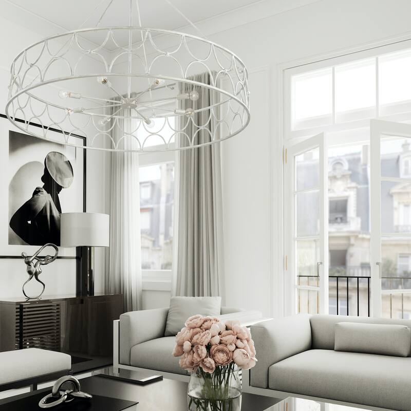 Ricci 48" 8-light Winter White Wagon-Wheel Chandelier