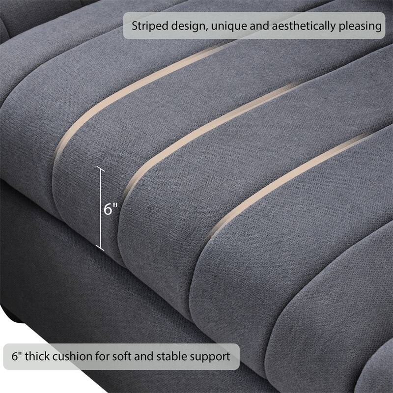 Modern L-Shape 5-Seat Sectional Sofa w/ 2 Pillows, Convertible Ottoman