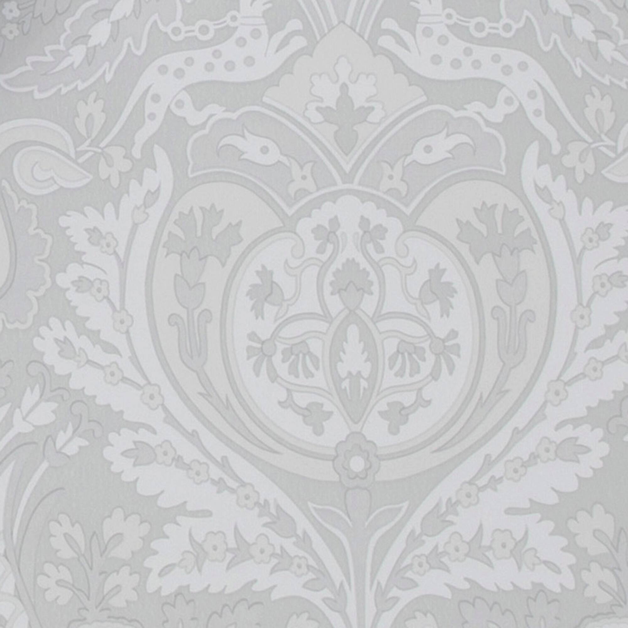 Laura Ashley Heraldic Damask Slate Grey Wallpaper N/A Bed Bath