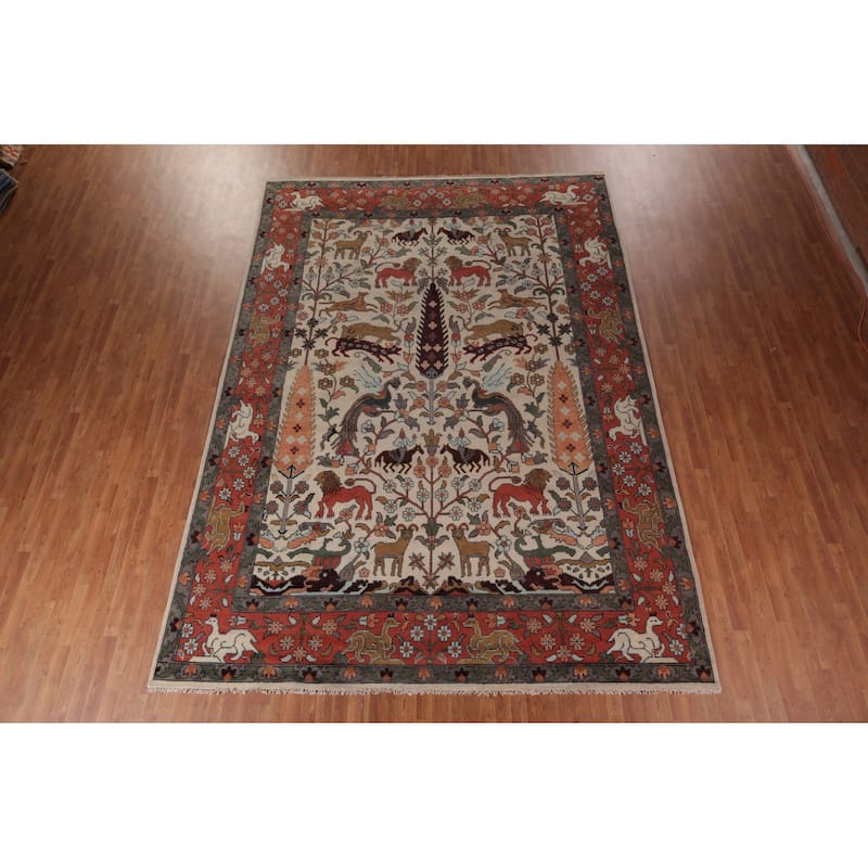 Animal Pictorial Ziegler Indian Large Area Rug Handmade Wool Carpet - 10'0"x 13'10"