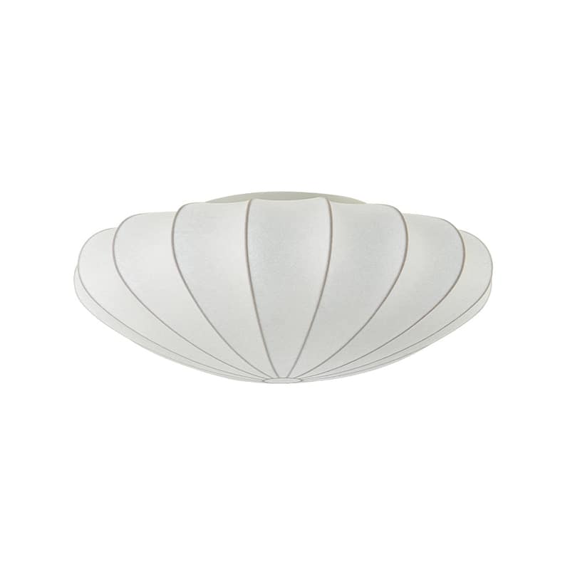 Modern Mid-century White Silk Shade Semi Flush Ceiling Light