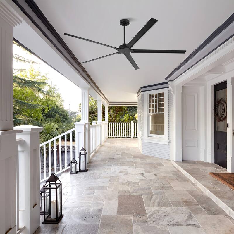72" Black Industrial Waterproof Aluminum Large Outdoor Ceiling Fan with Remote