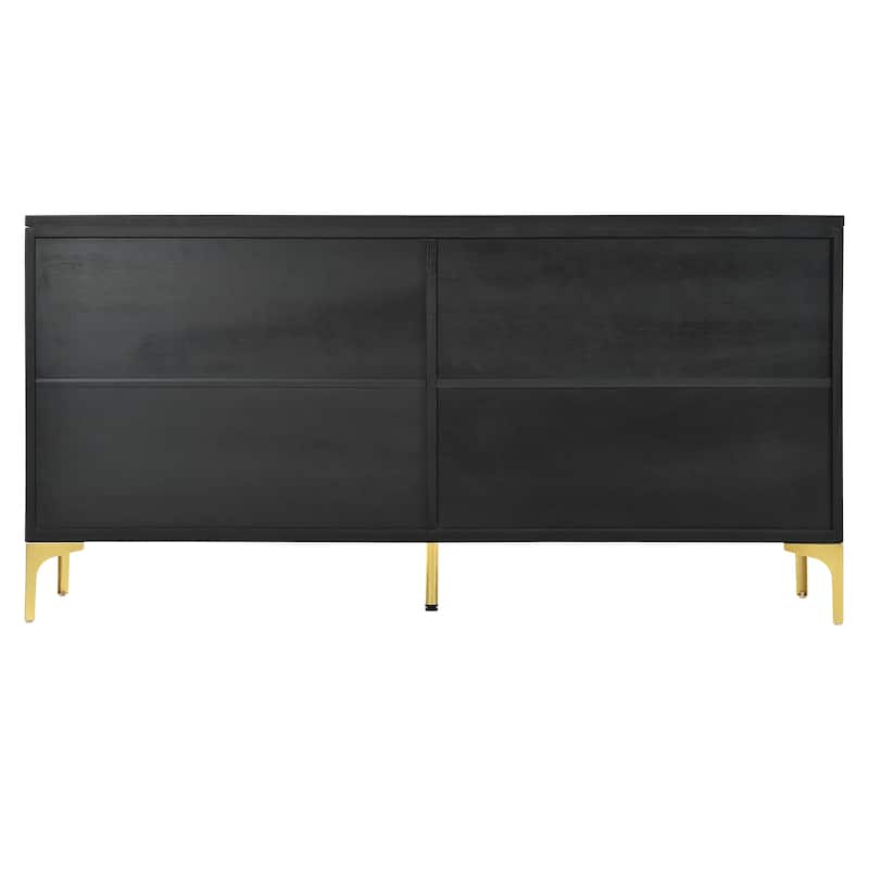 Carved 4-Door Sideboard Handleless Press-to-Open Design Buffet for Kitchen